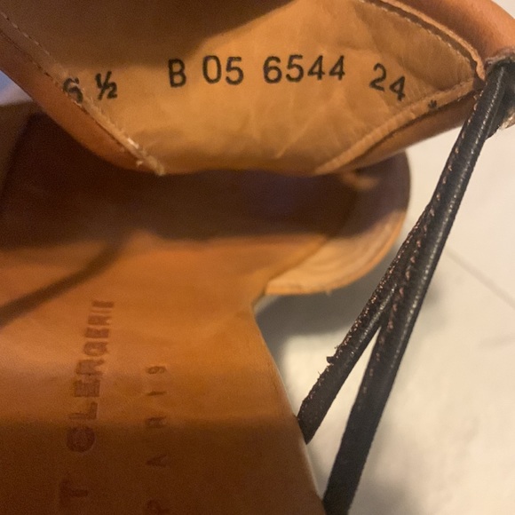 Robert Clergerie Women's Taupe Leather Slip On Heeled Sandals Size 6.5 - Picture 14 of 15